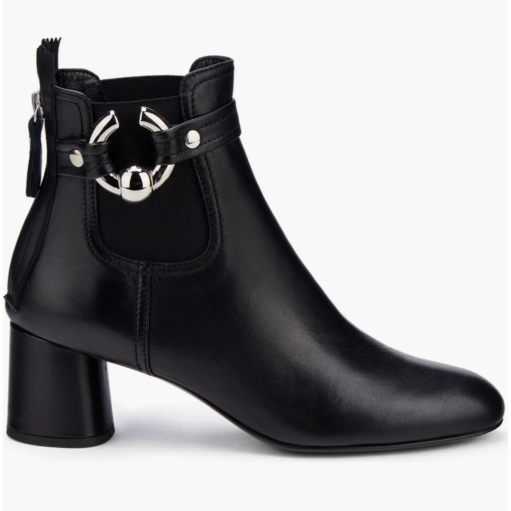 New Agl Lisa Black Ankle Boots With Silver Accents Leather Made In Italy 7.5